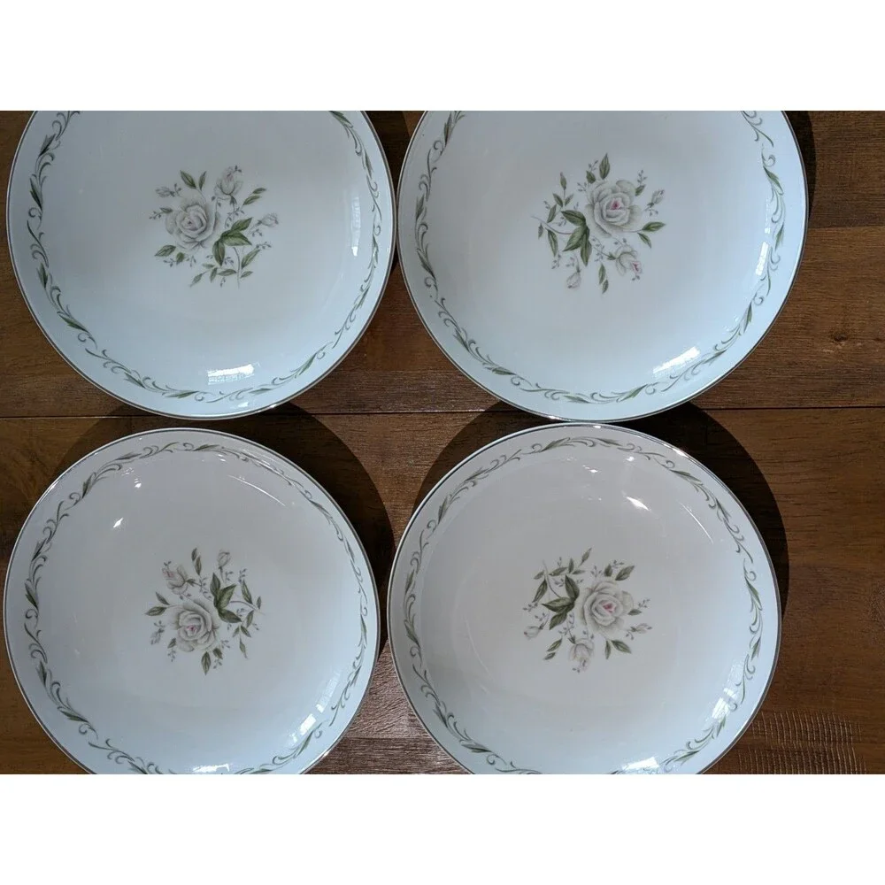 Vintage Diamond China Romance White Rose 7.5